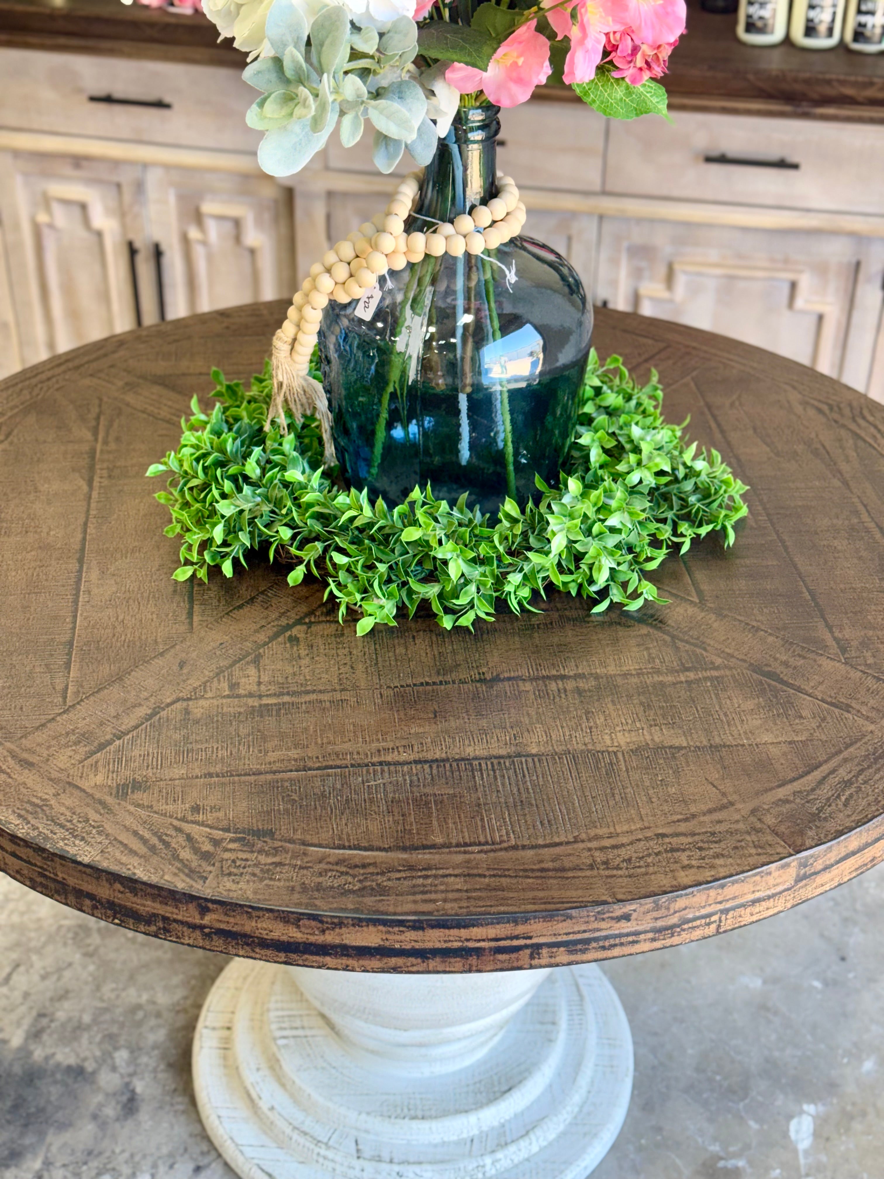 Clara 47" Round Dining Table-White Wheat/Honeywood