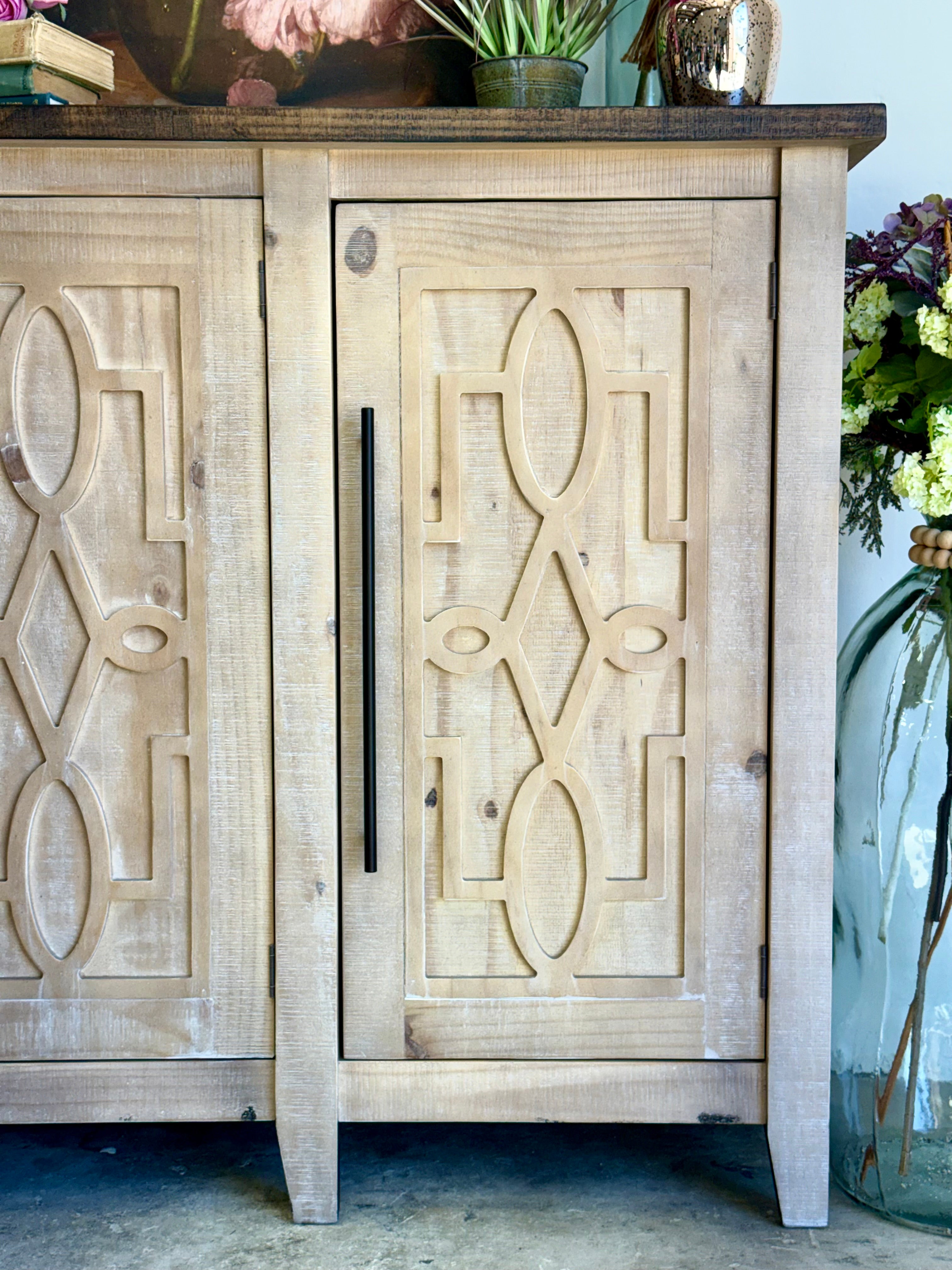 Ivy 4 Door Console-Soft Drift/Honeywood™