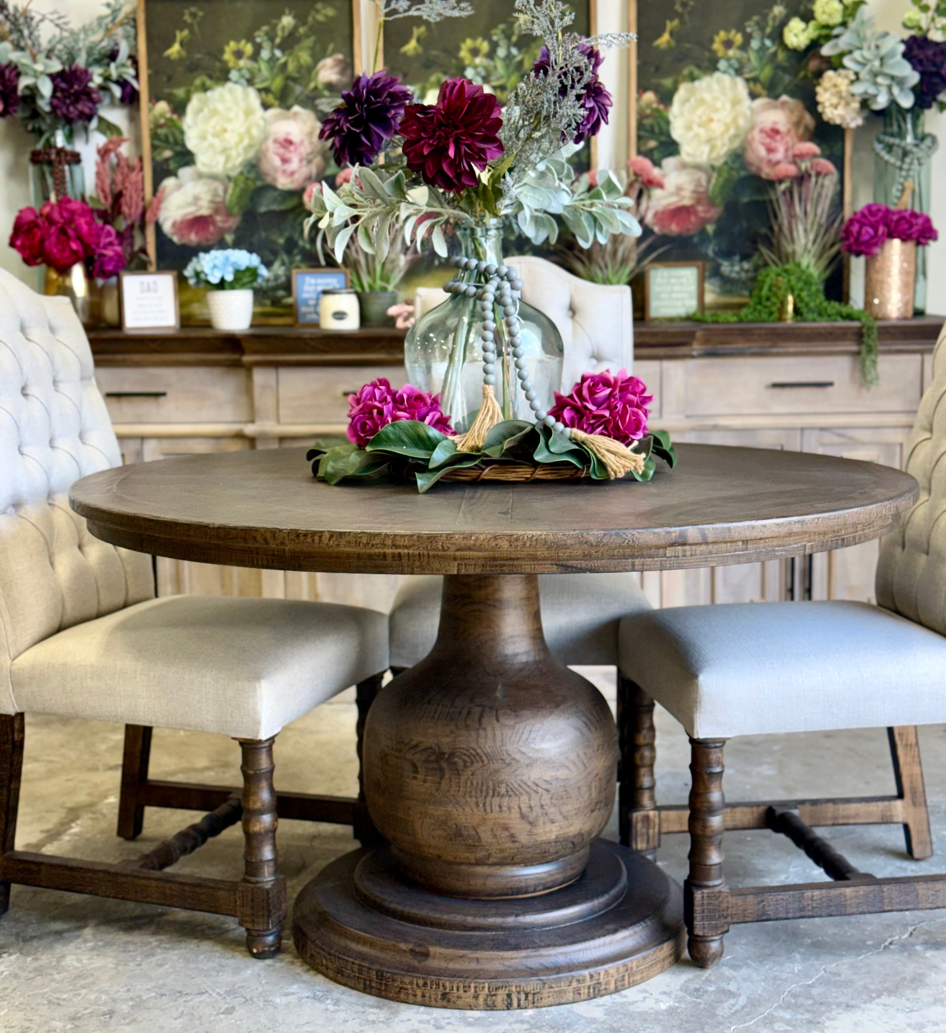 Lilly 54" Round Pedestal Dining Table-Honeywood™