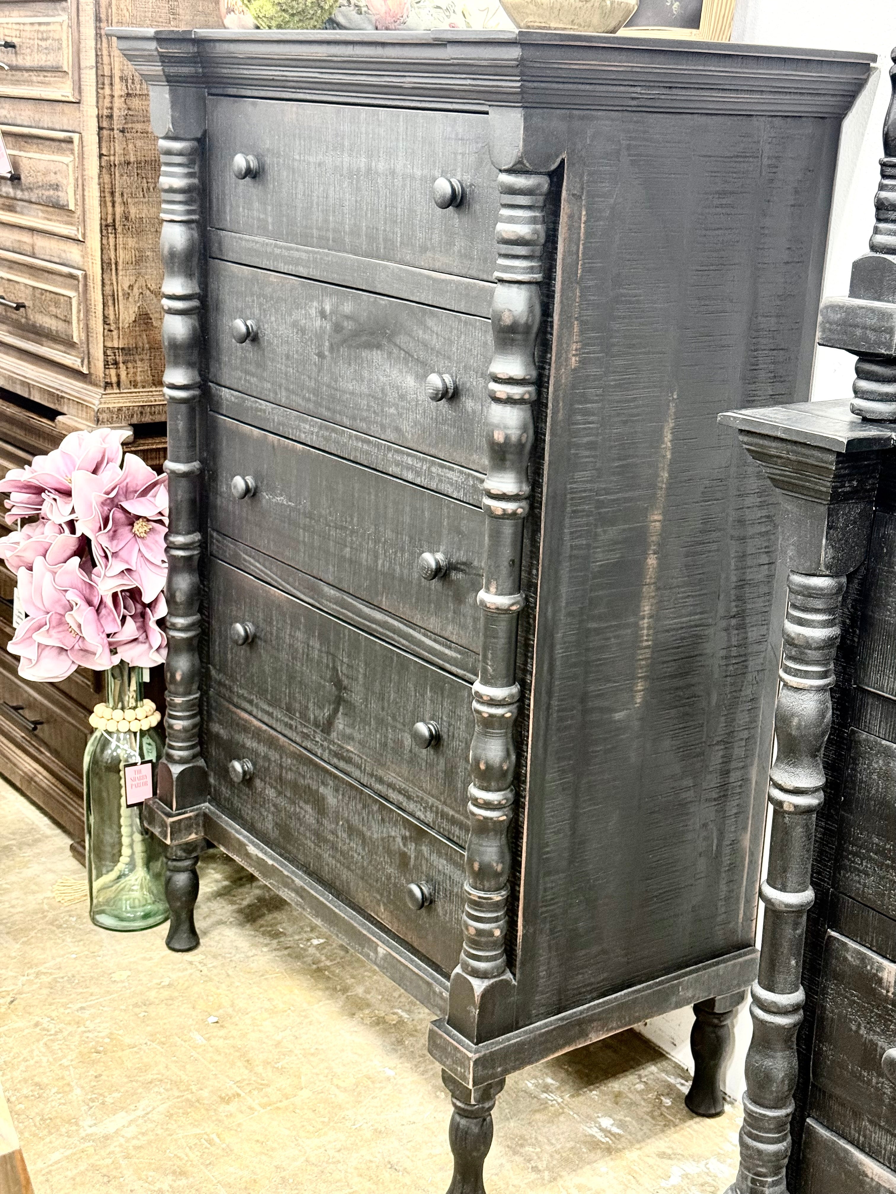 Madison Chest of Drawer-Handrubbed Black