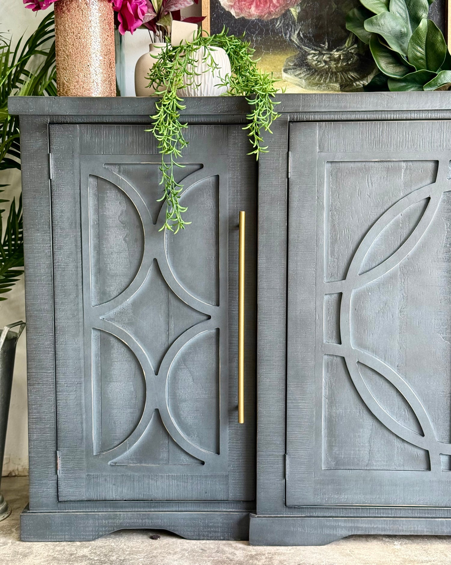 Circle Door Console-Blue Haze/Gold