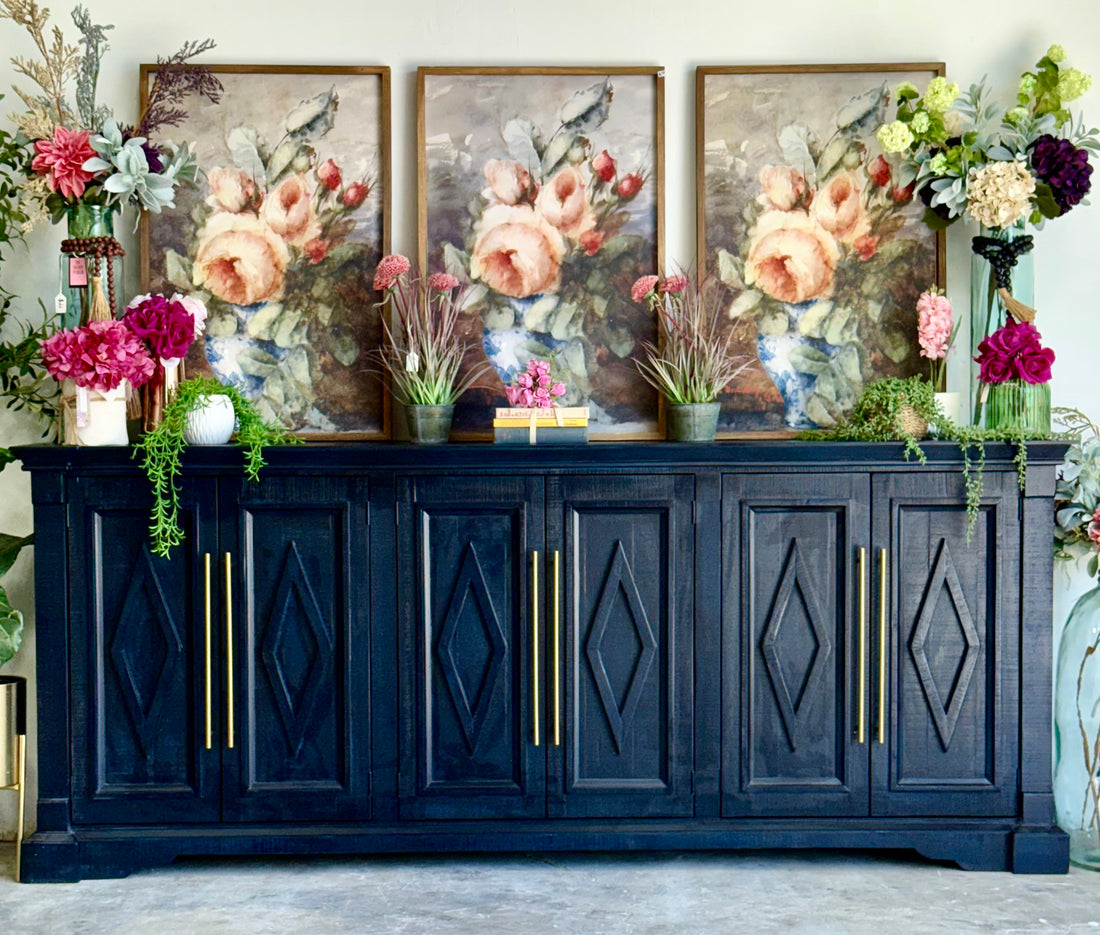 Chloe 6 Door Console-Deep Blue/Gold