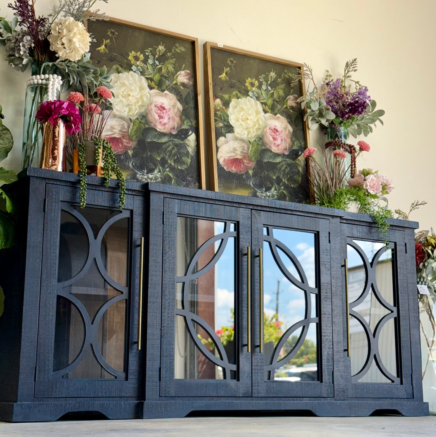 Circle Door Console-Deep Blue/Gold