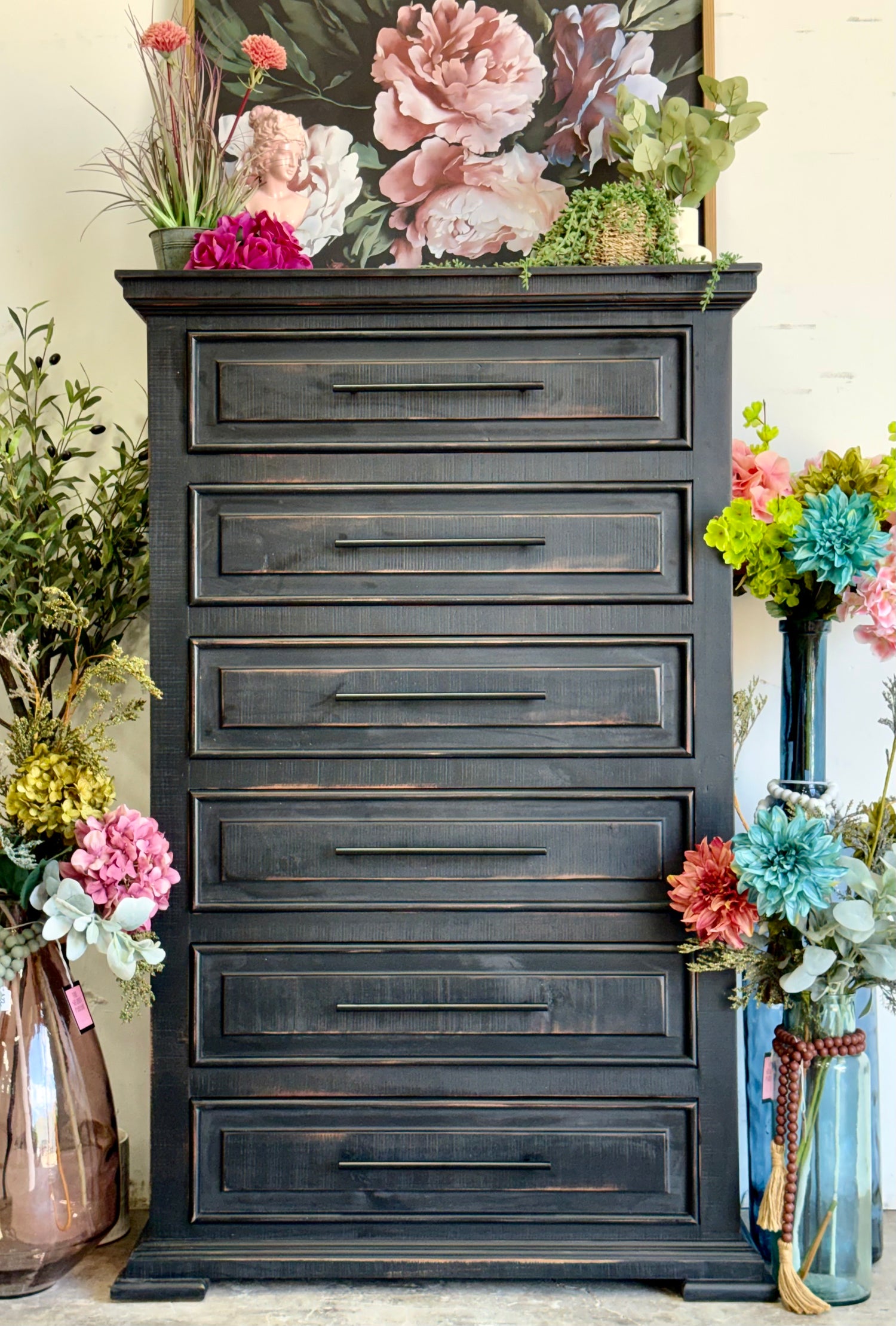Jessica Chest of Drawers-Handrubbed Black