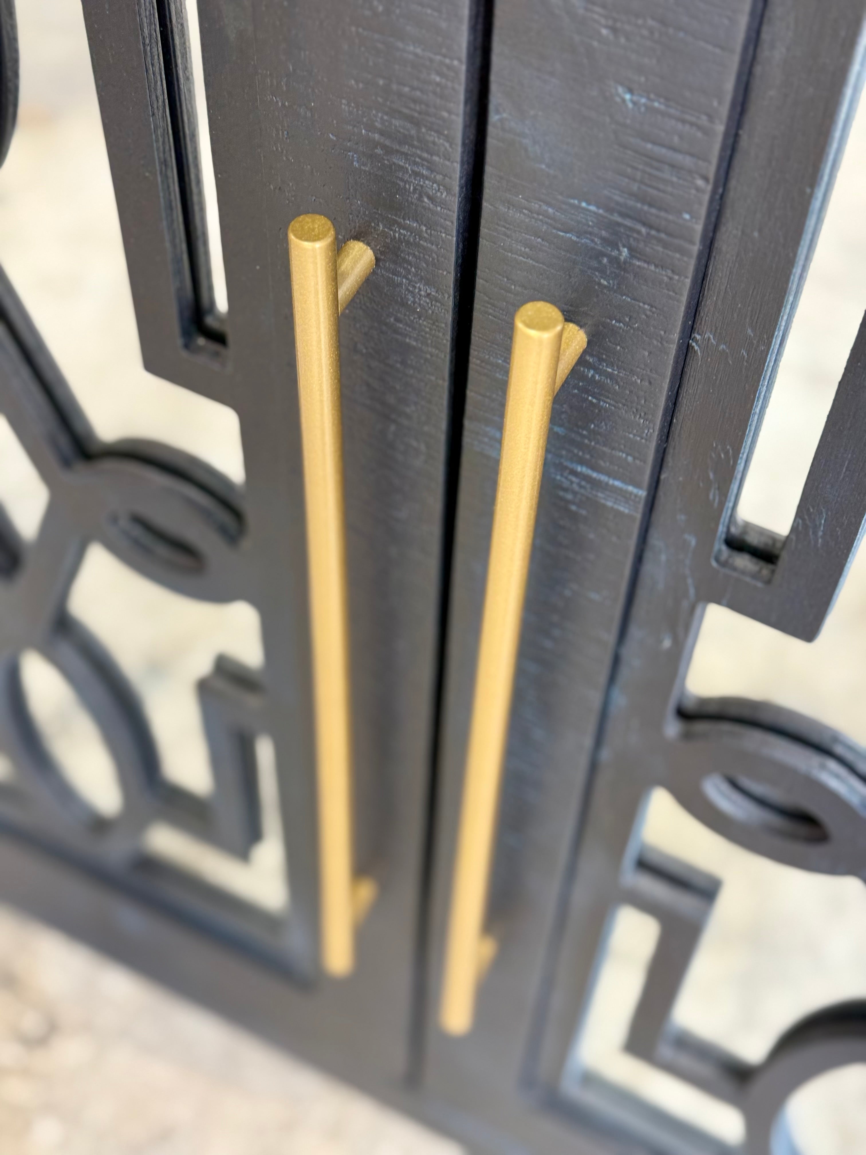 Ivy 4 Door Mirrored Console-Deep Blue and Gold