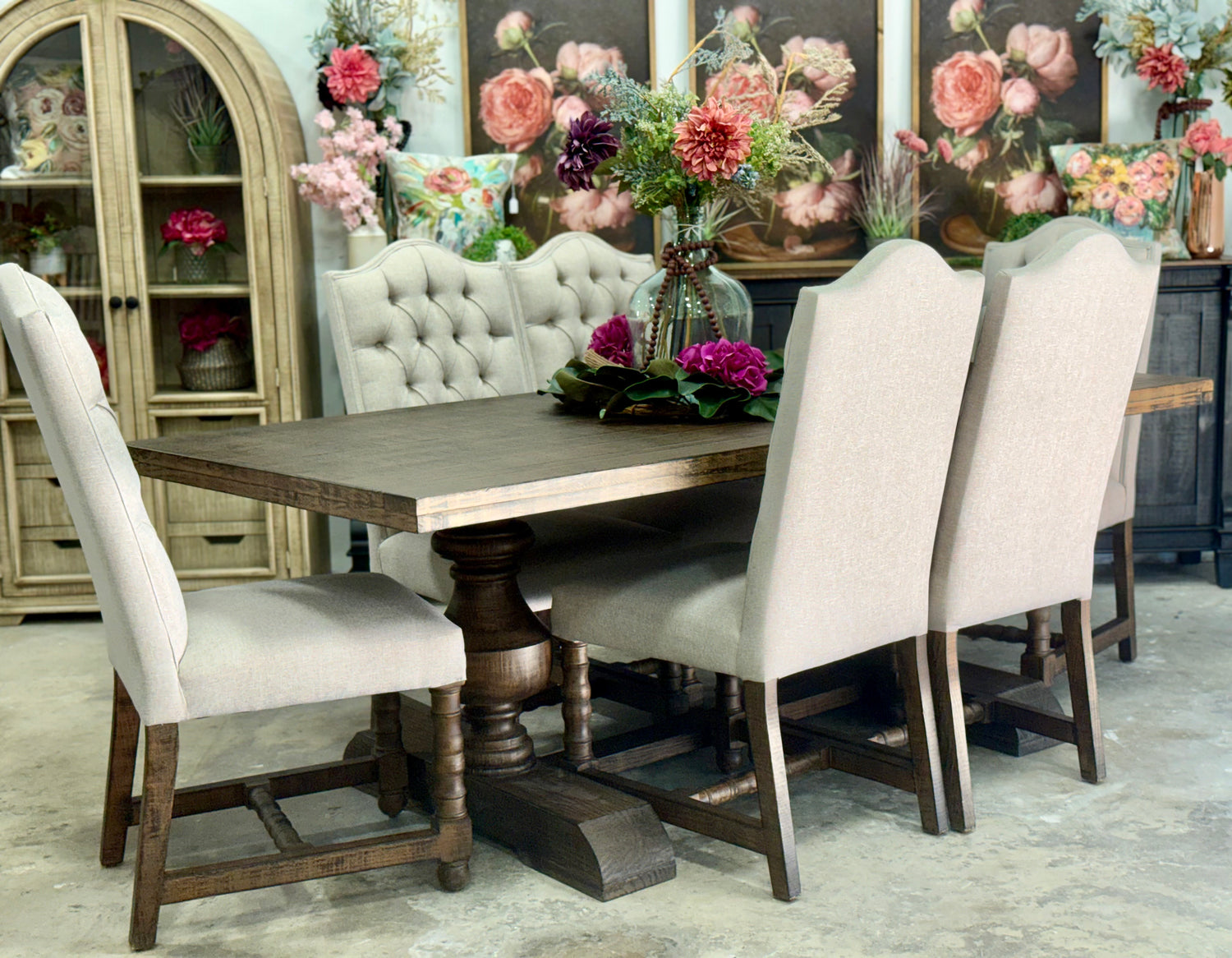 Hannah 7 Foot Dining Table Set With Chairs-Honeywood™