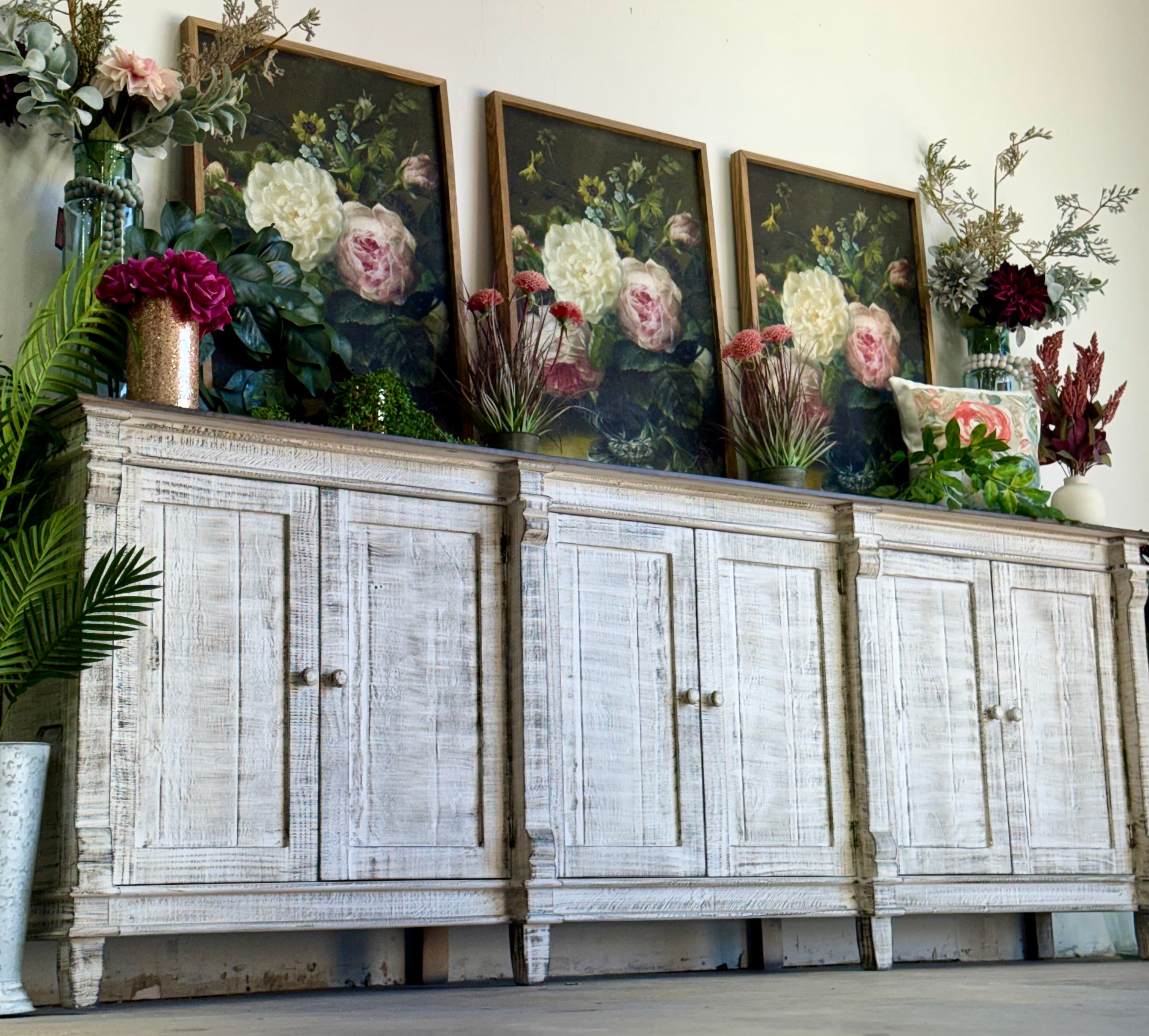 Allison 108" 6 Door Console-Toasted Wheat/Honeywood