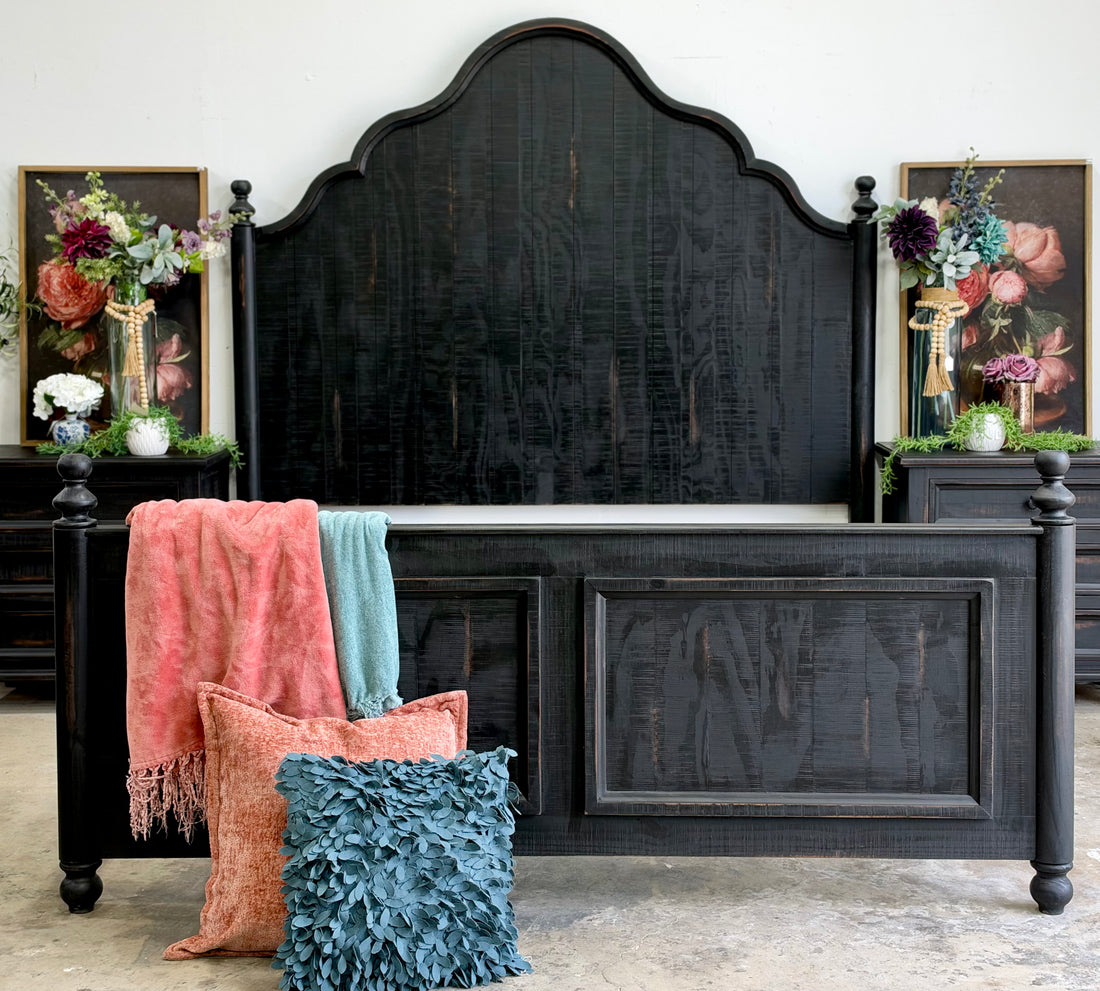 Adele King Bed- Handrubbed Black