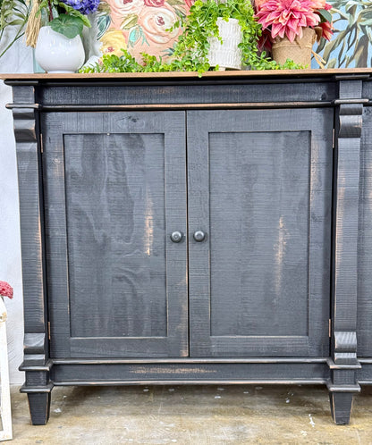 Allison 108&quot; 6 Door Console-Handrubbed Black/Sparrow Top