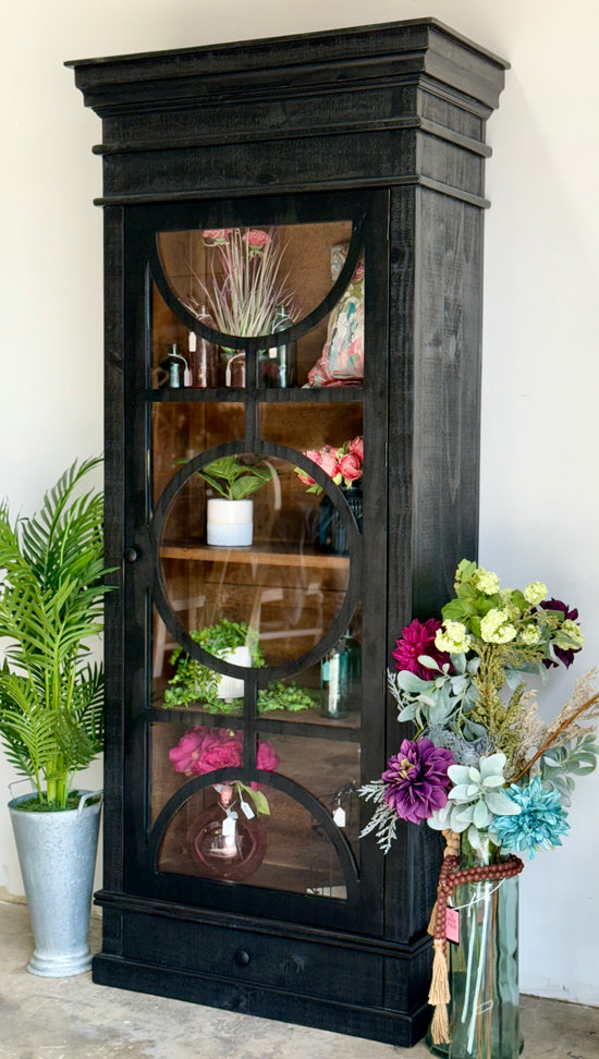 Elsie Circle Door Vitrine-Black/Sparrow