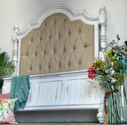 Delaney Queen Upholstered Bed-Whisper White/Wheat Upholstery