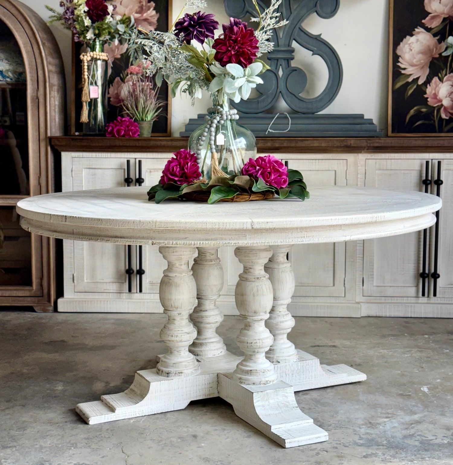 Kennedy 63&quot; Round Dining Table-White Wheat