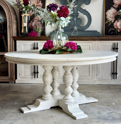 Kennedy 63&quot; Round Dining Table-White Wheat