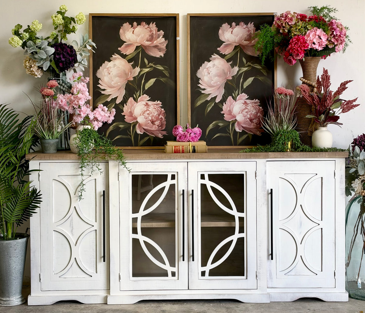 Circle Door Console-Frosted Linen/Sandstone