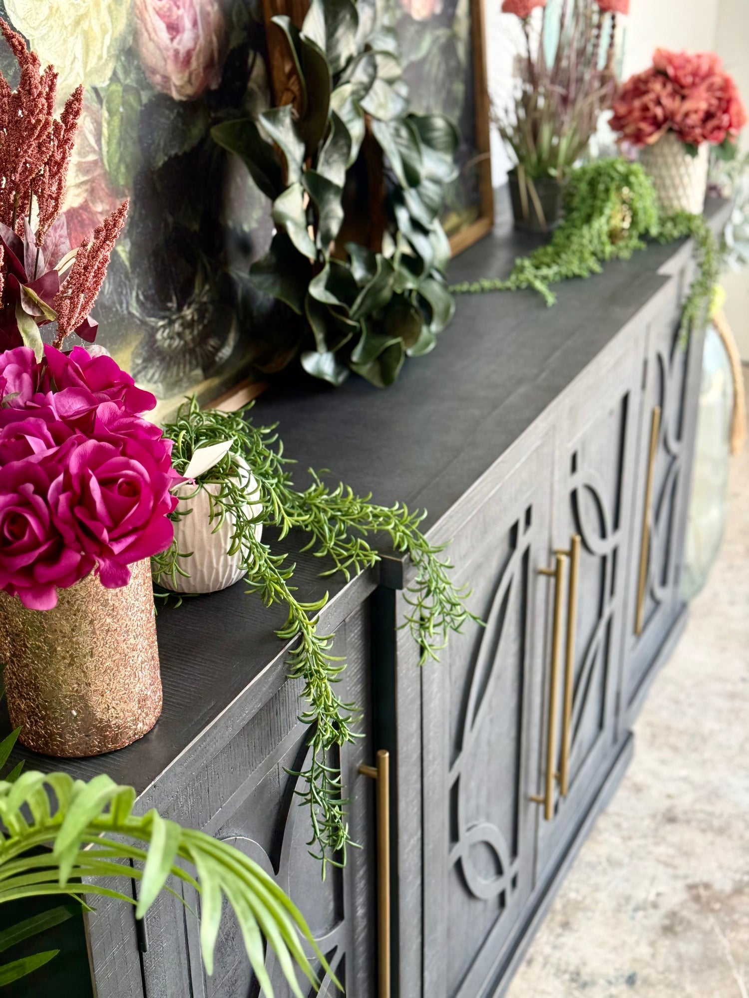 Circle Door Console-Blue Haze/Gold