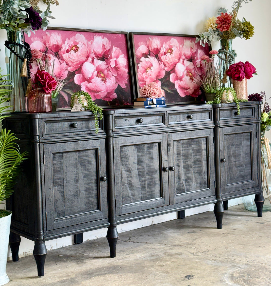 Celine 4 Door Console-Handrubbed Black