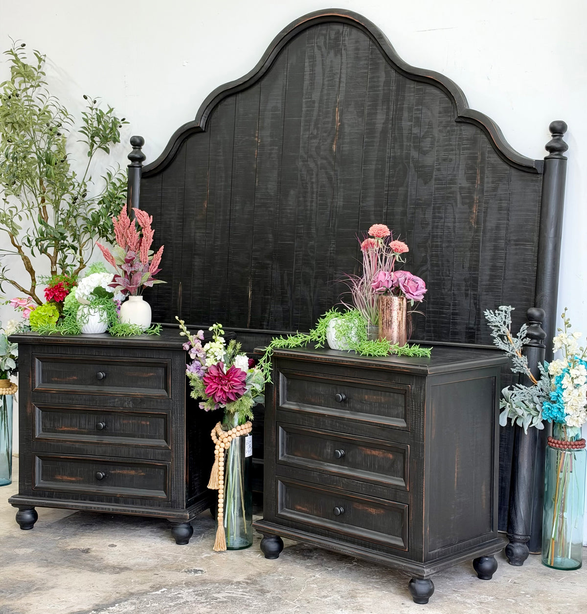 Adele Nightstand-Handrubbed Black