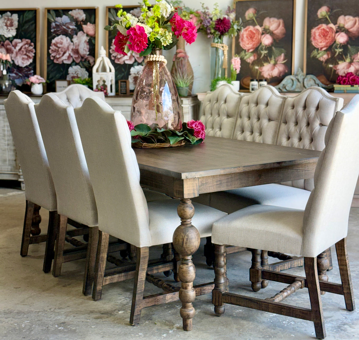 Sophie 7 Foot Dining Table With 8 Chairs-Honeywood™