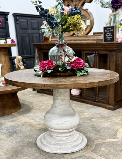 Clara 47&quot; Round Dining Table-White Wheat/Honeywood