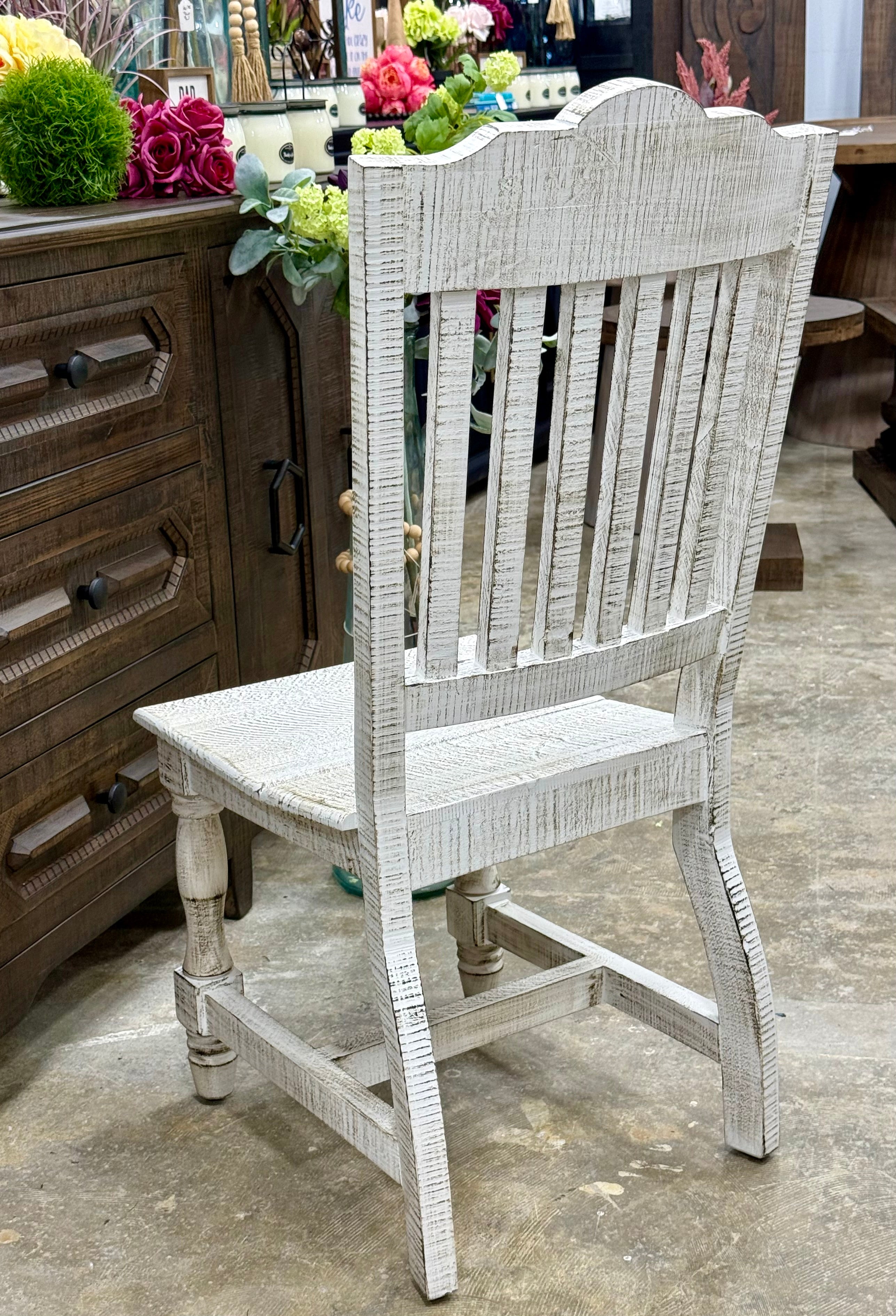 Mindy Solid Wood Dining Chair-White Wheat