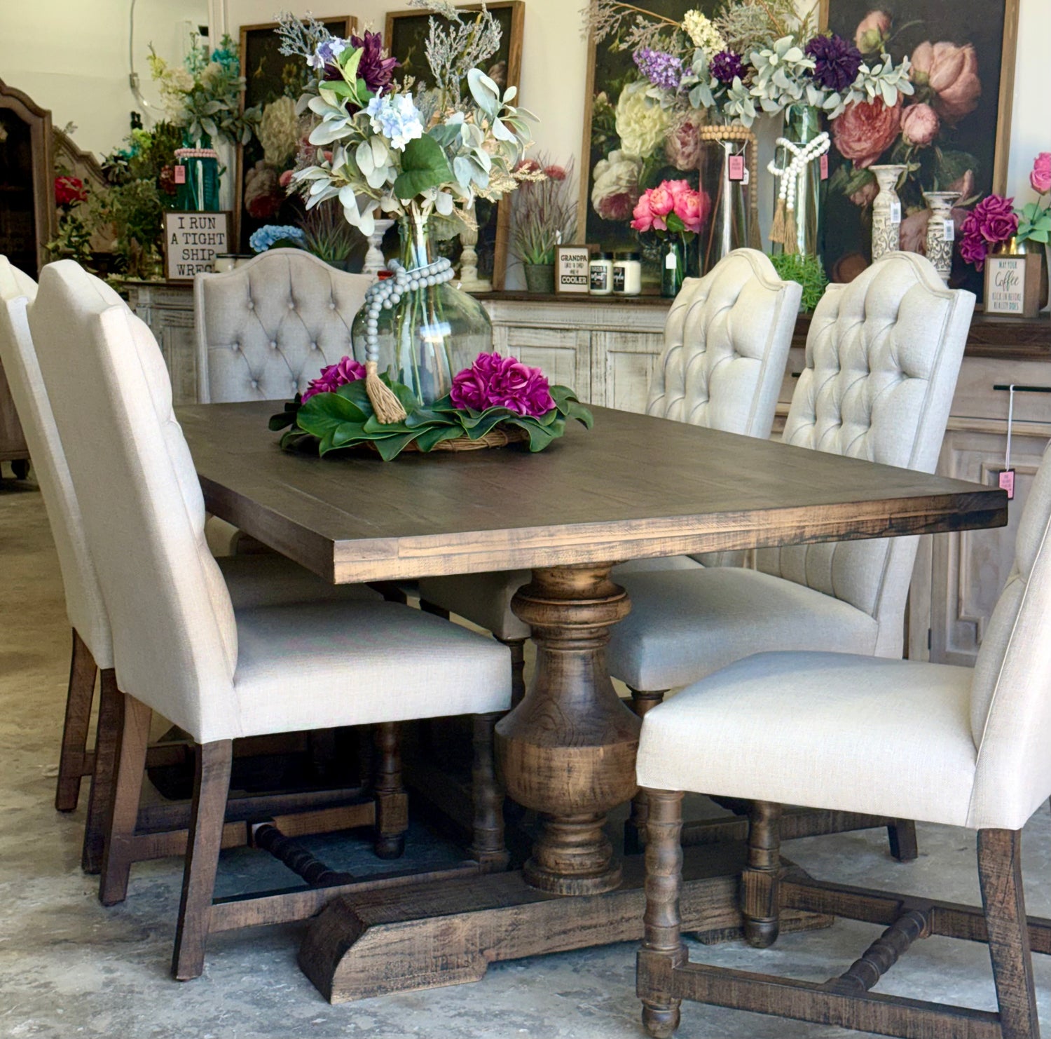 Hannah 7 Foot Dining Table Set With Chairs-Honeywood™