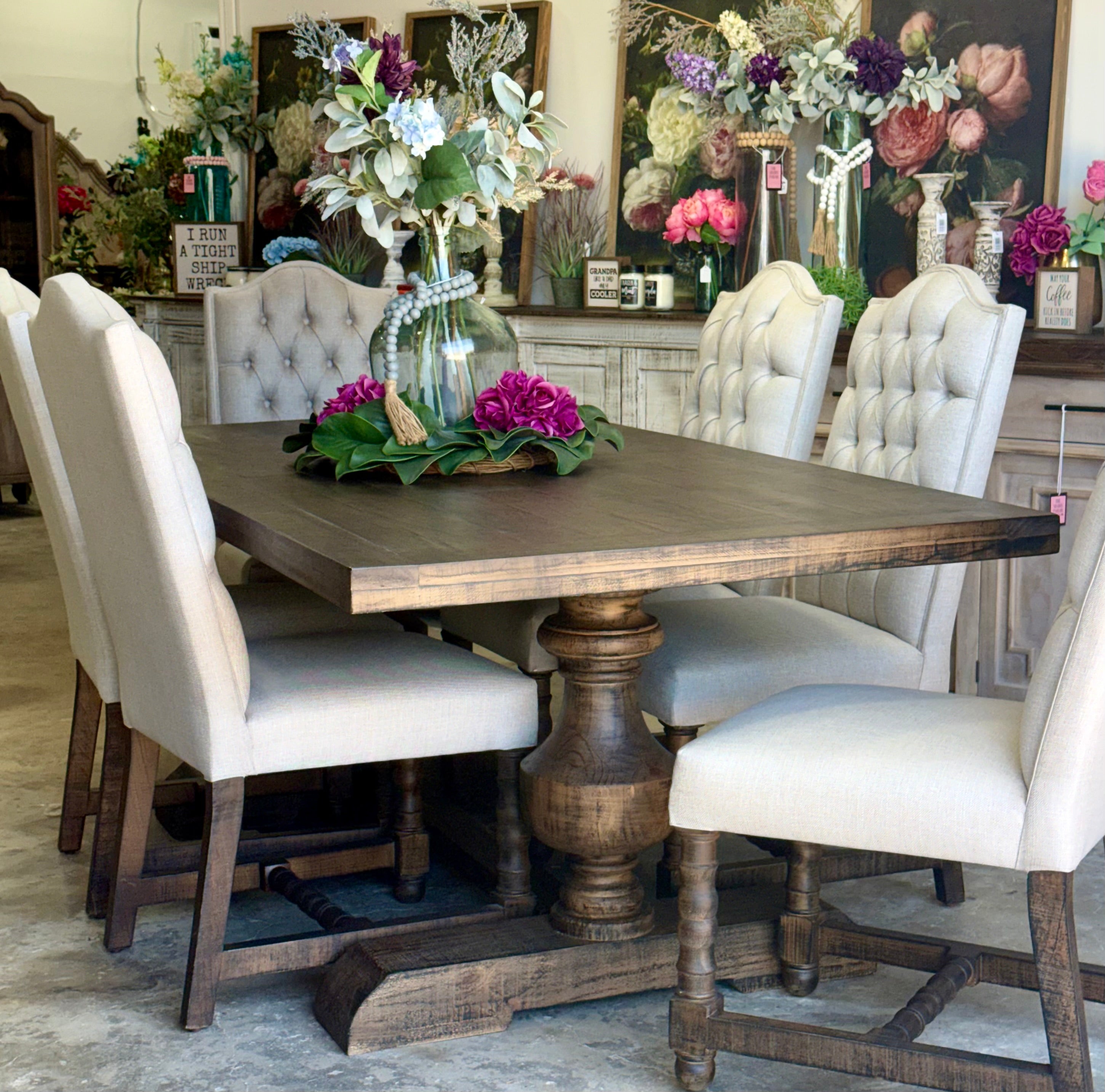 Hannah 7 Foot Dining Table Set With Chairs-Honeywood™