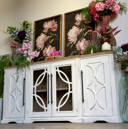 Circle Door Console-Frosted Linen/Sandstone
