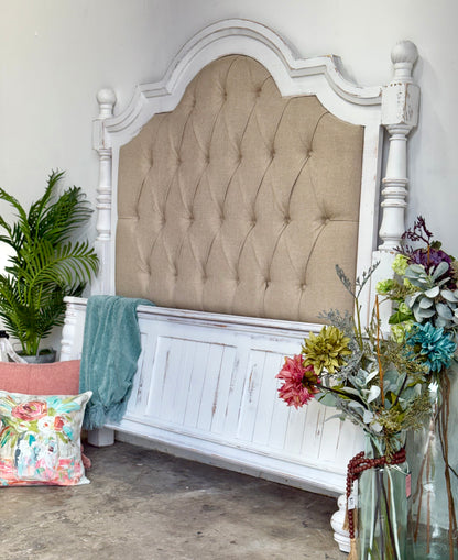 Delaney Queen Upholstered Bed-Whisper White/Wheat Upholstery