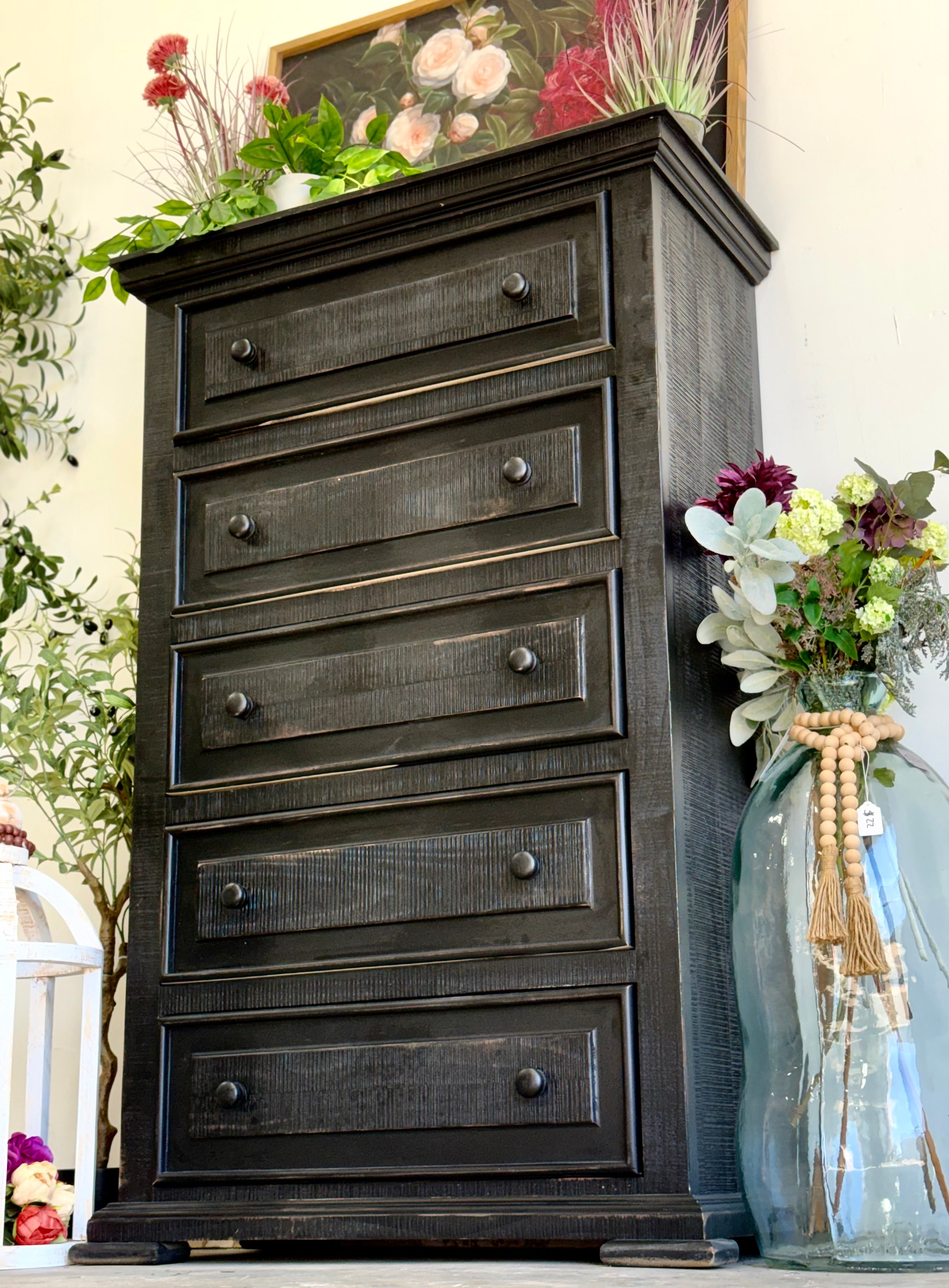 Charlotte Chest of Drawers-Handrubbed Black