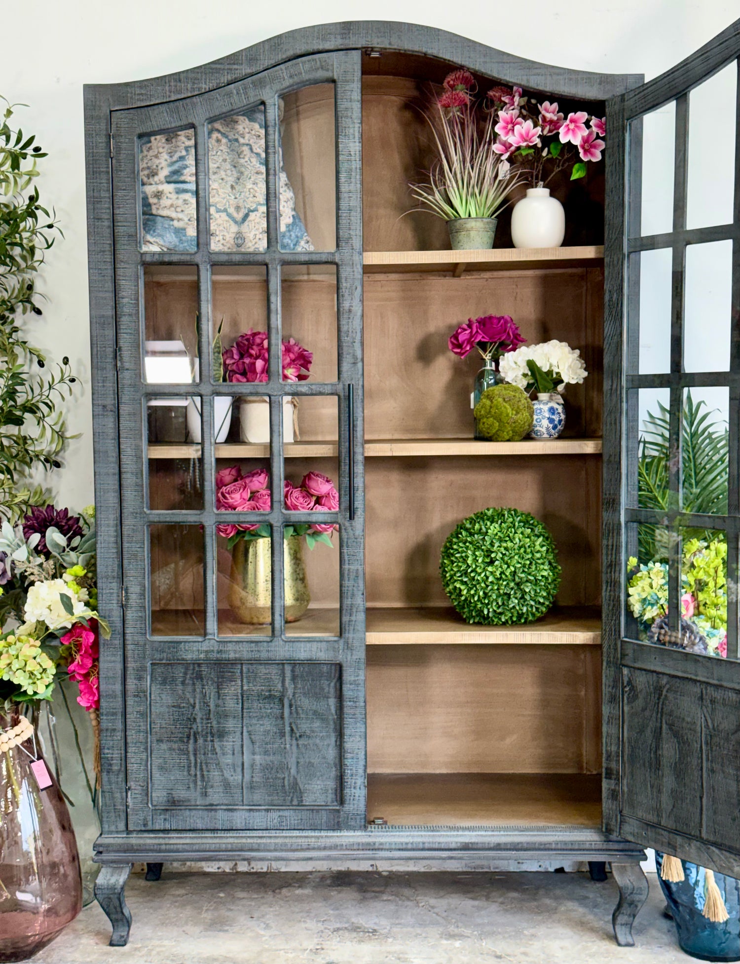 Felicity Arched Vitrine-Blue Dusk/Cappuccino