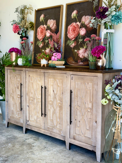 Ivy 4 Door Console-Soft Drift/Honeywood™