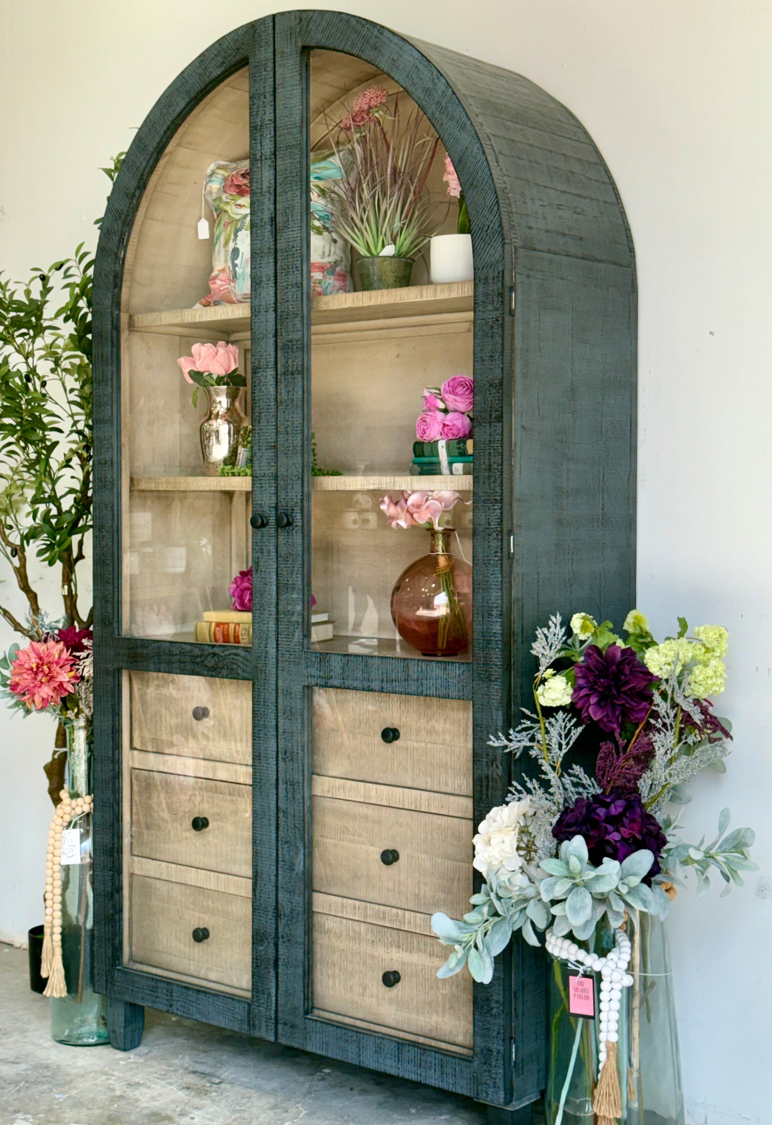 Melody Domed Vitrine- Blue Dusk/Cappuccino