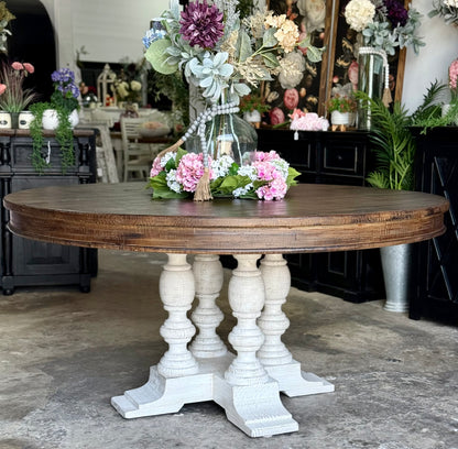 Kennedy 63&quot; Round Dining Table-White Wheat/Honeywood™