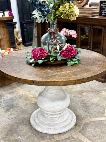 Clara 47&quot; Round Dining Table-White Wheat/Honeywood