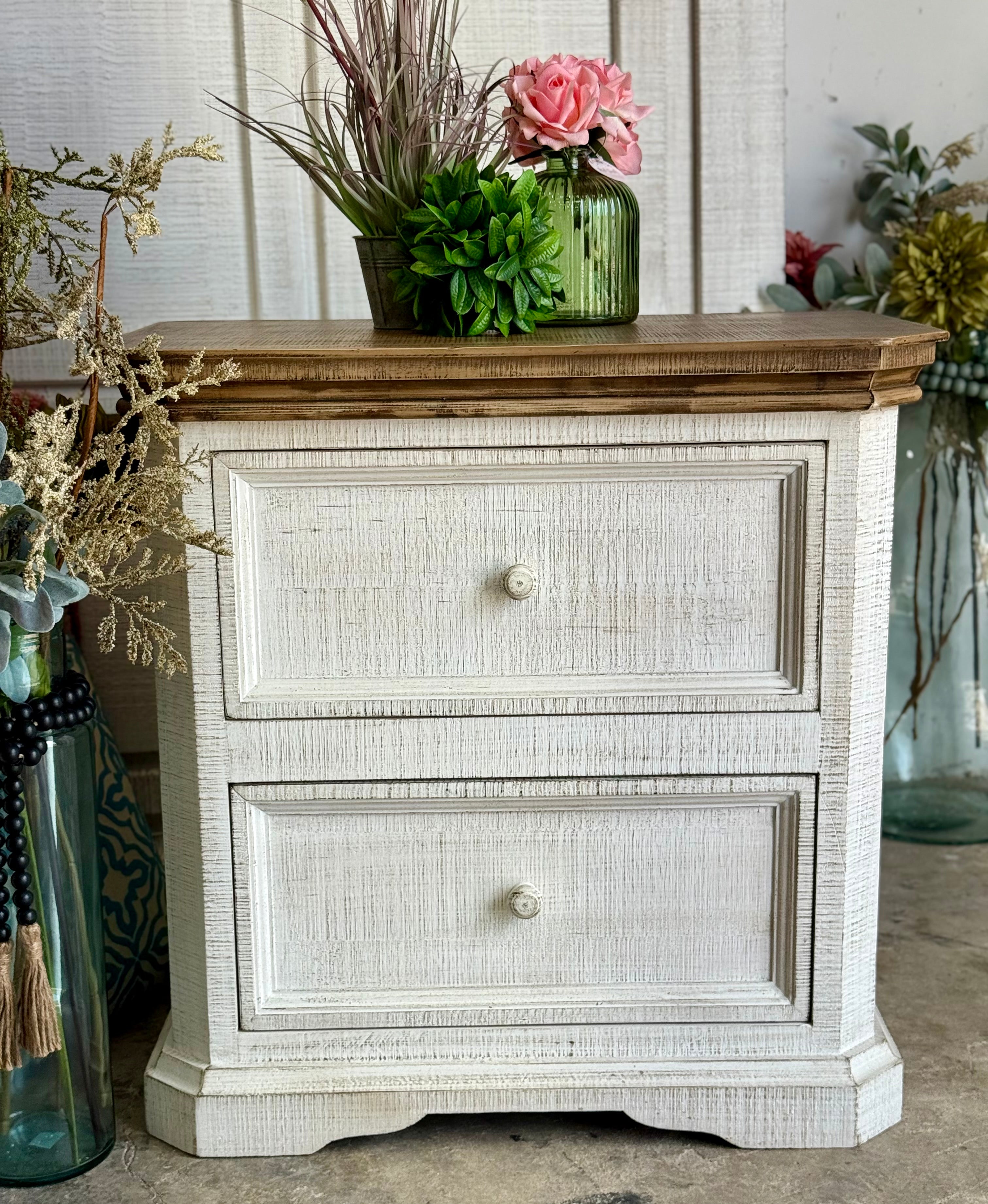 Eden Nightstand-White Wheat/Sandstone