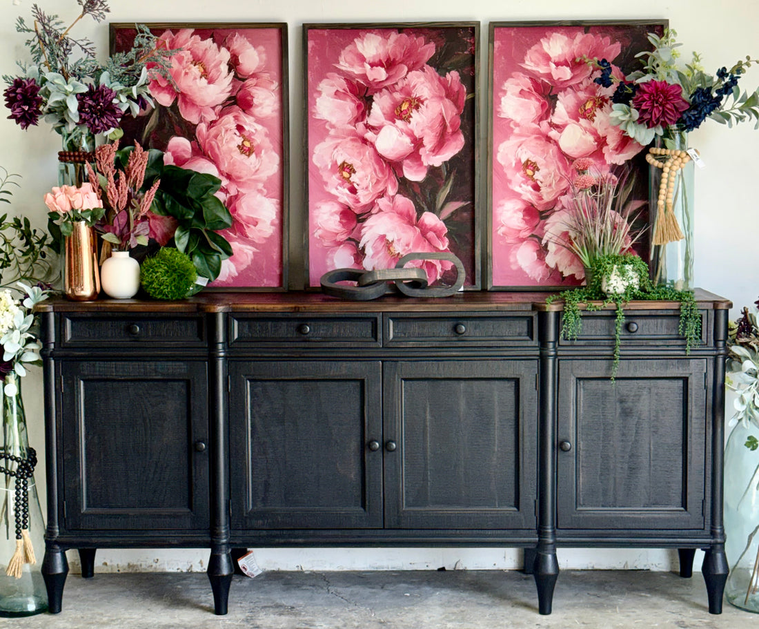 Celine 4 Door Console-Handrubbed Black/Sparrow