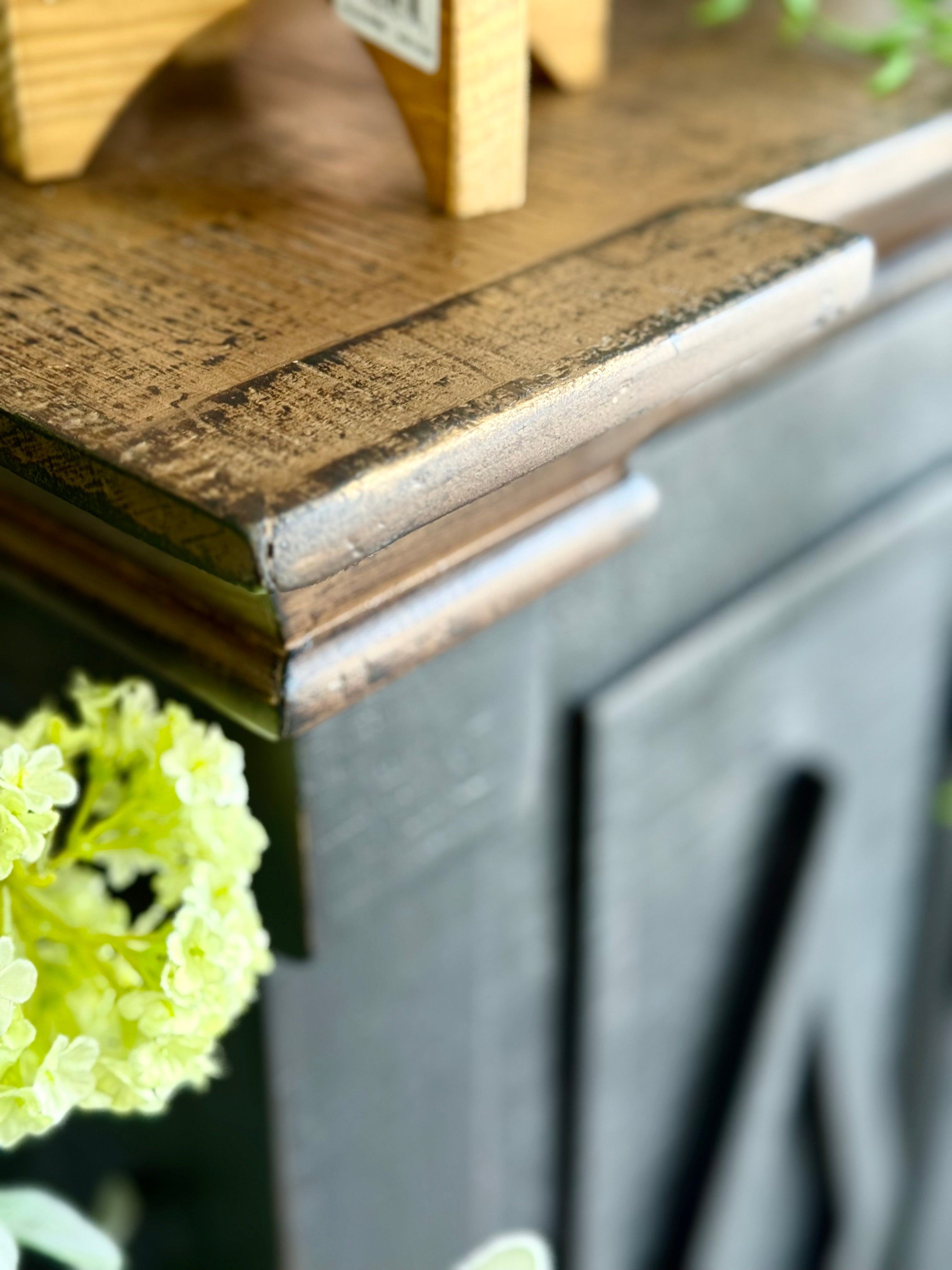 Chloe 6 Door Console-Handrubbed Black/Honeywood™
