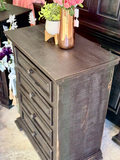 Charlotte 4 Drawer Oversized Nightstand-Handrubbed Black