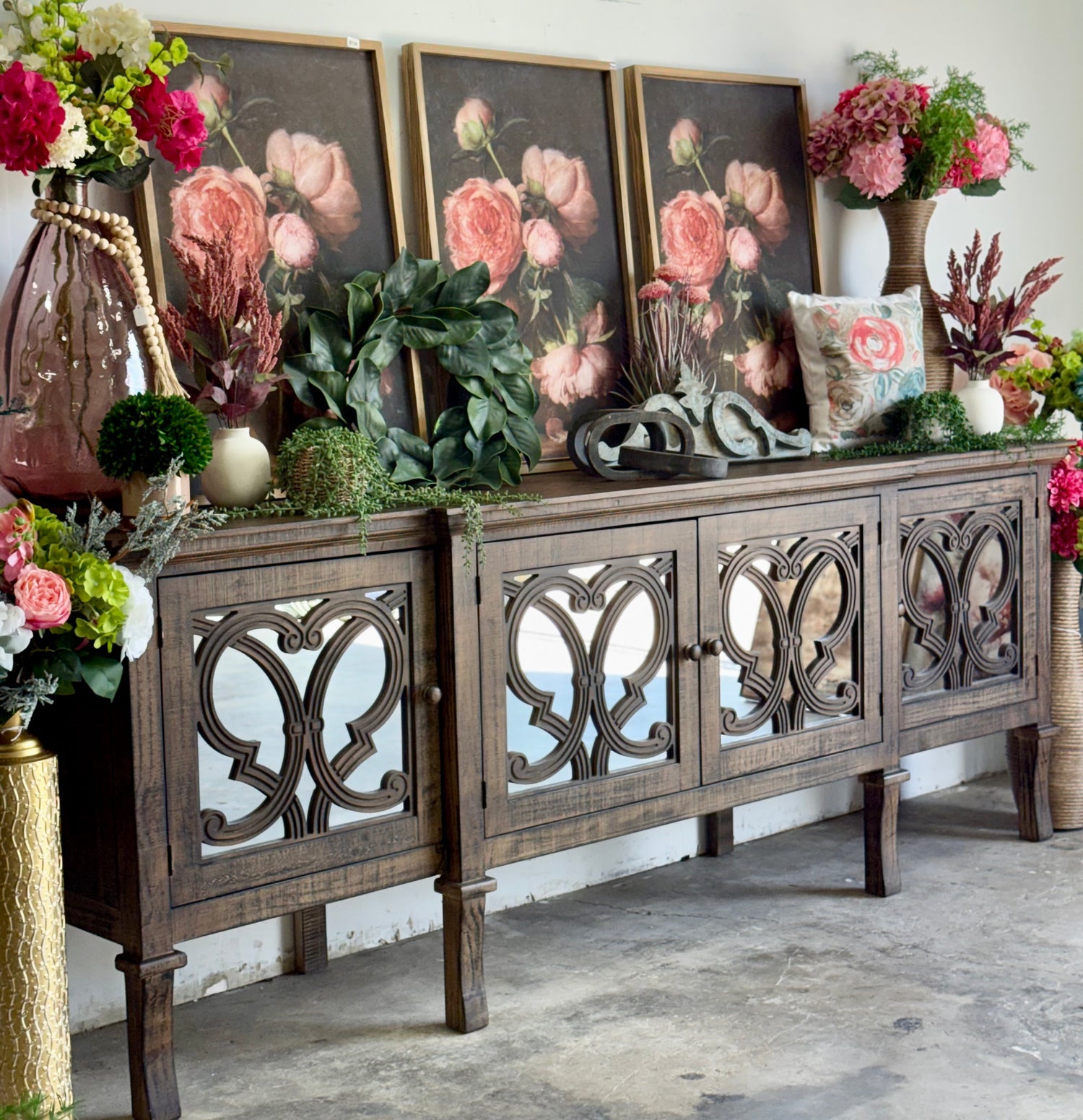 Harper 108" Mirrored Console-Honeywood