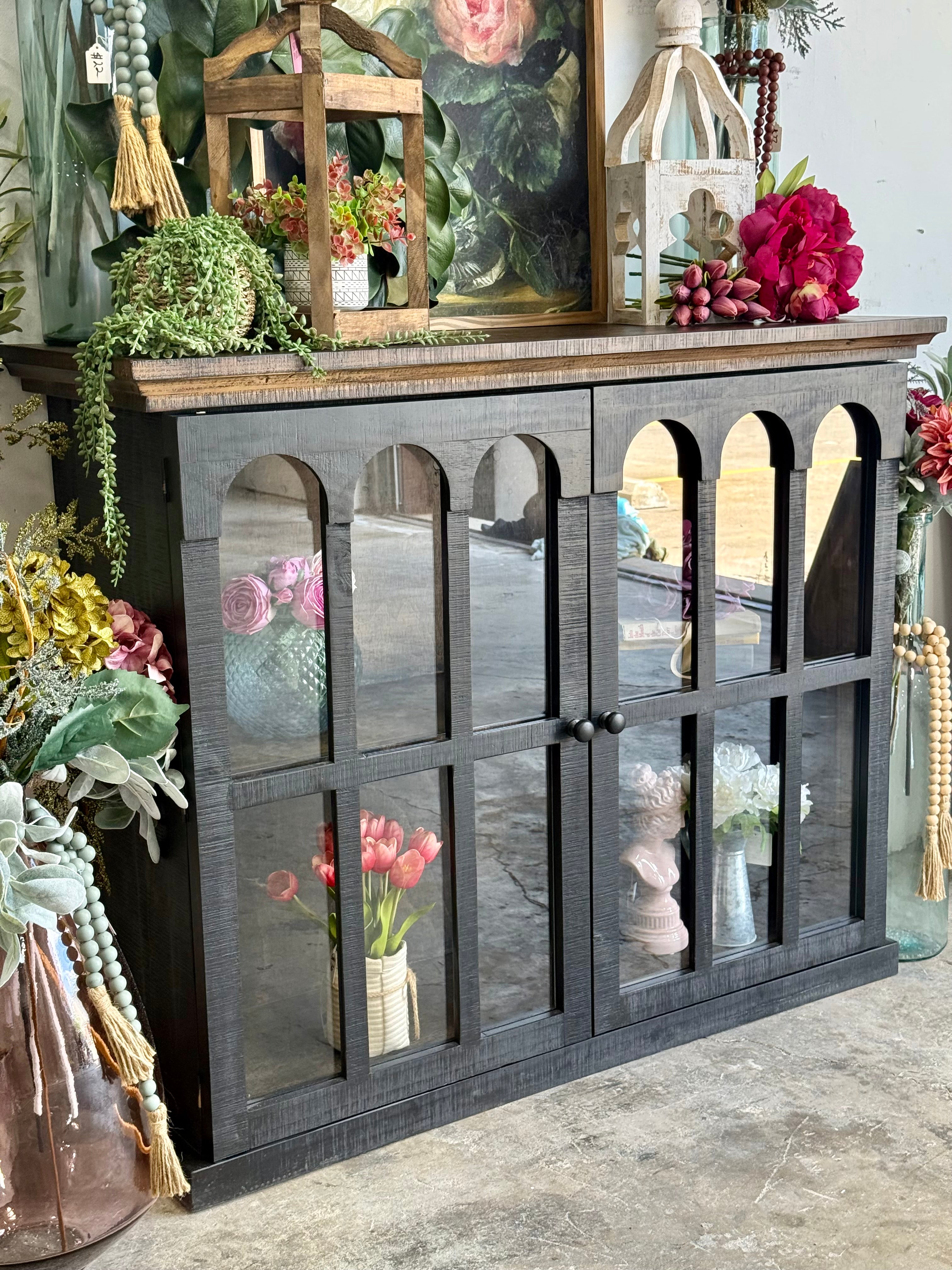 Gia 2 Door Console-Black/Honeywood