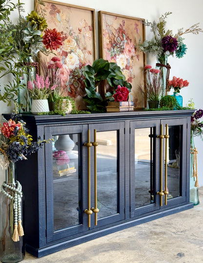 Emerson 4 Door Console-Deep Blue/Gold