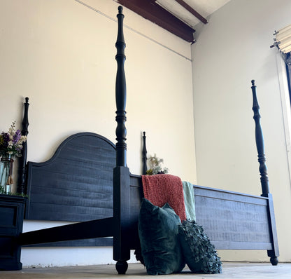 Willow King 4 Poster Bed-Handrubbed Black