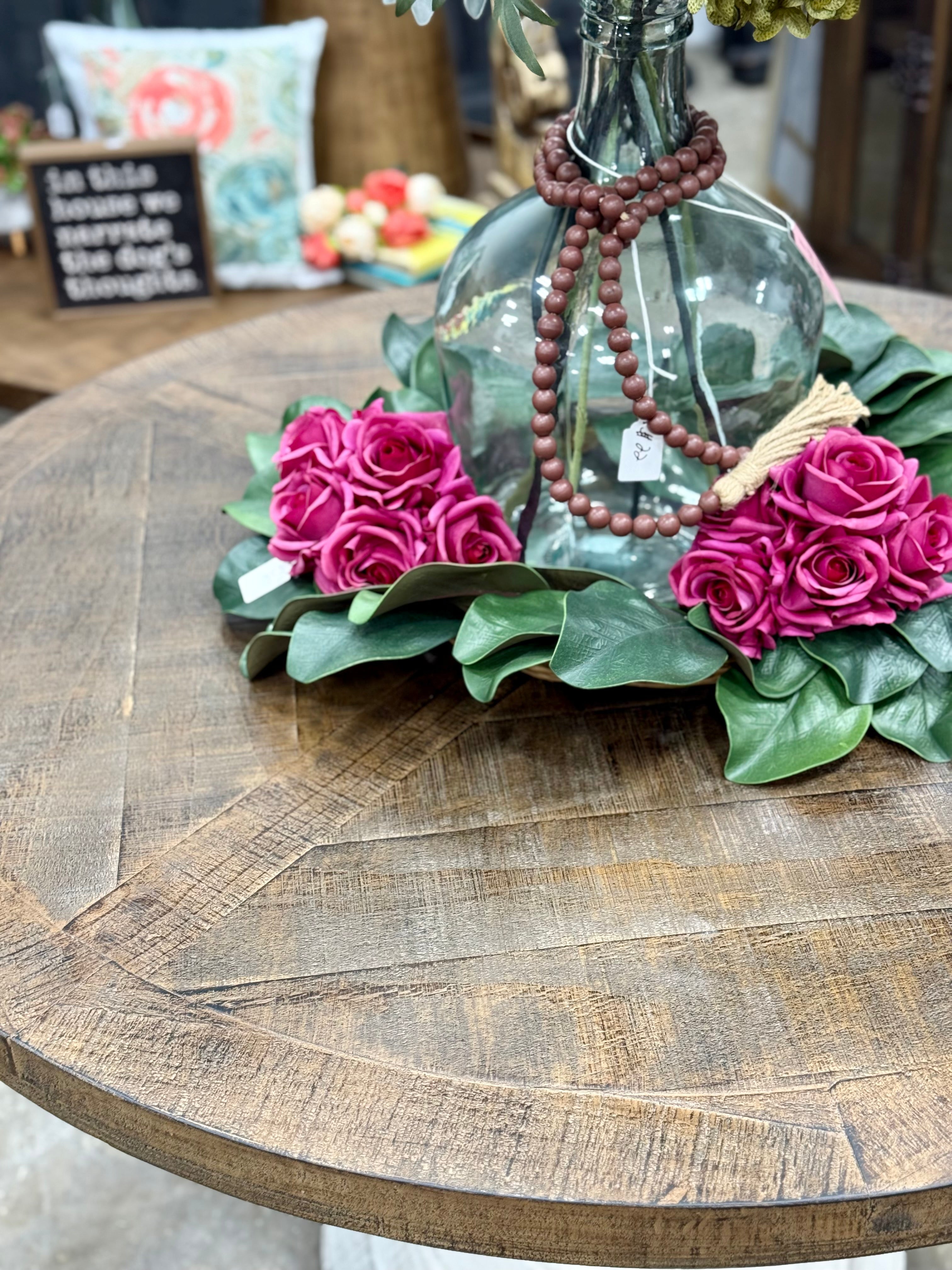 Clara 47&quot; Round Dining Table-White Wheat/Honeywood