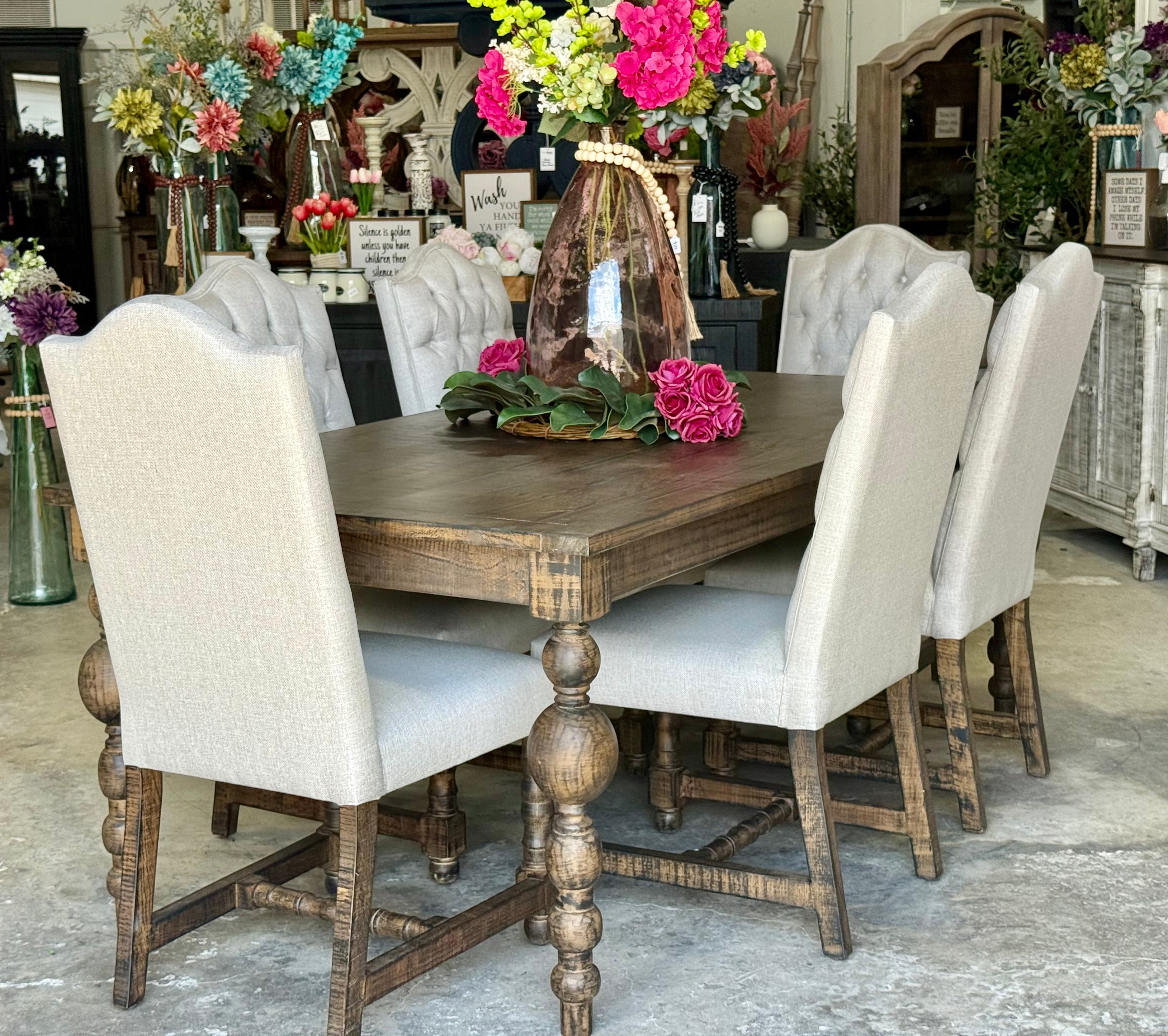 Sophie 7 Foot Dining Table With 6 Chairs-Honeywood™