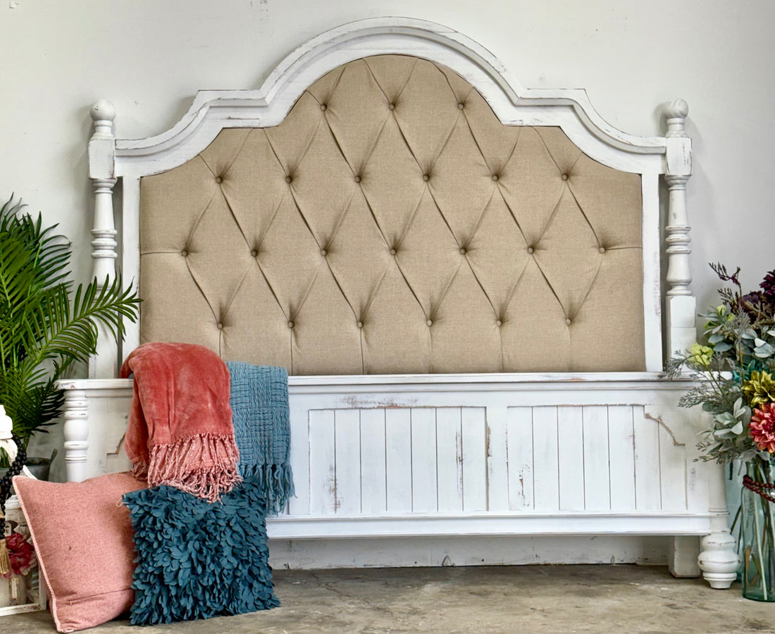 Delaney King Upholstered Bed-Whisper White/Wheat Upholstery