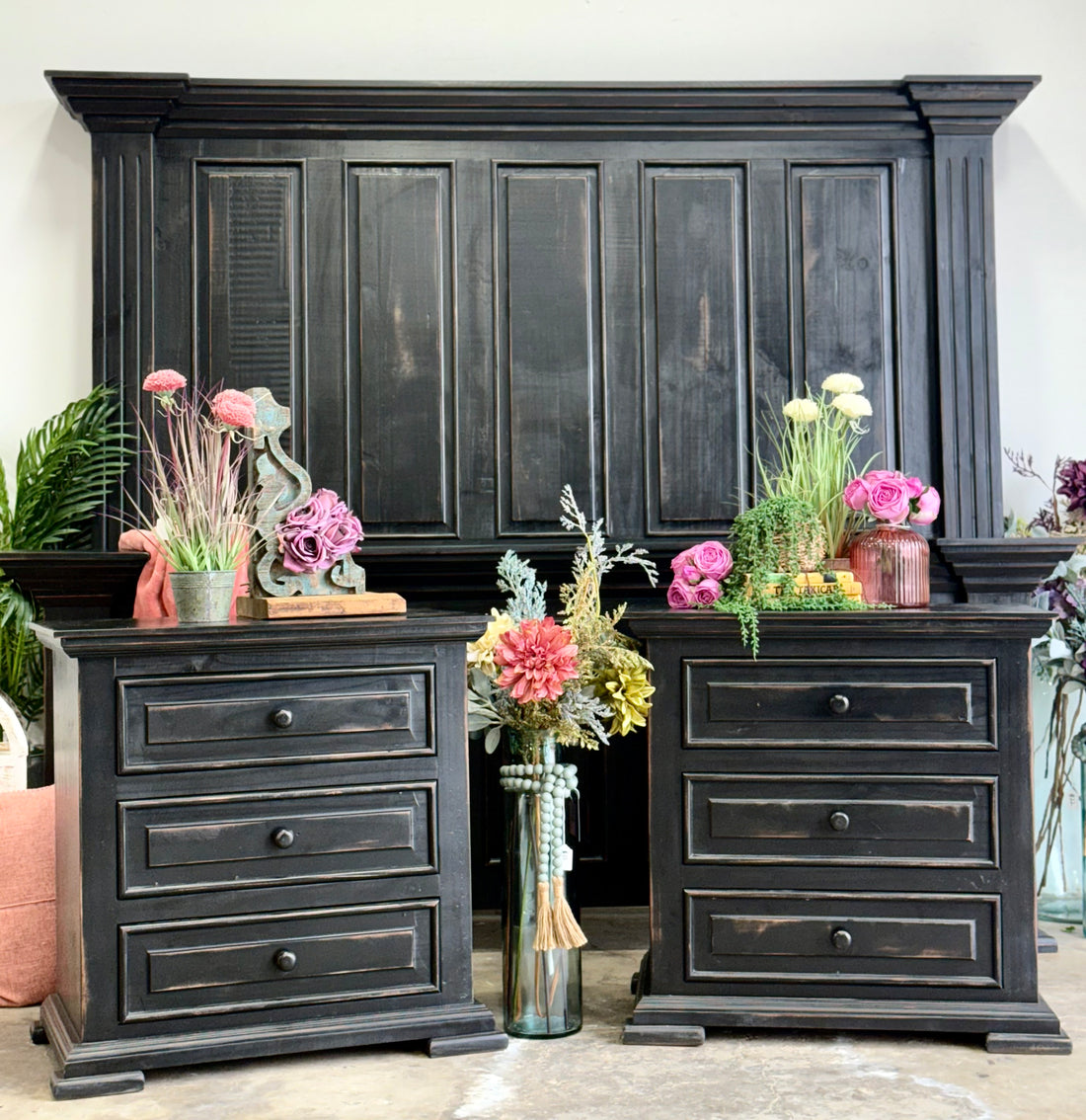 Charlotte 3-Drawer Nightstand-Handrubbed Black