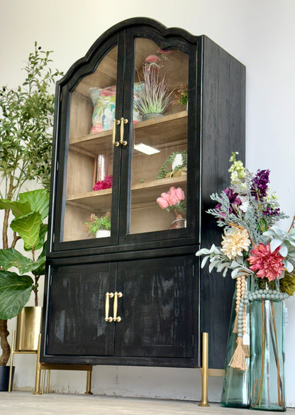 Paisley Curved Vitrine-Black/Cappucino Interior