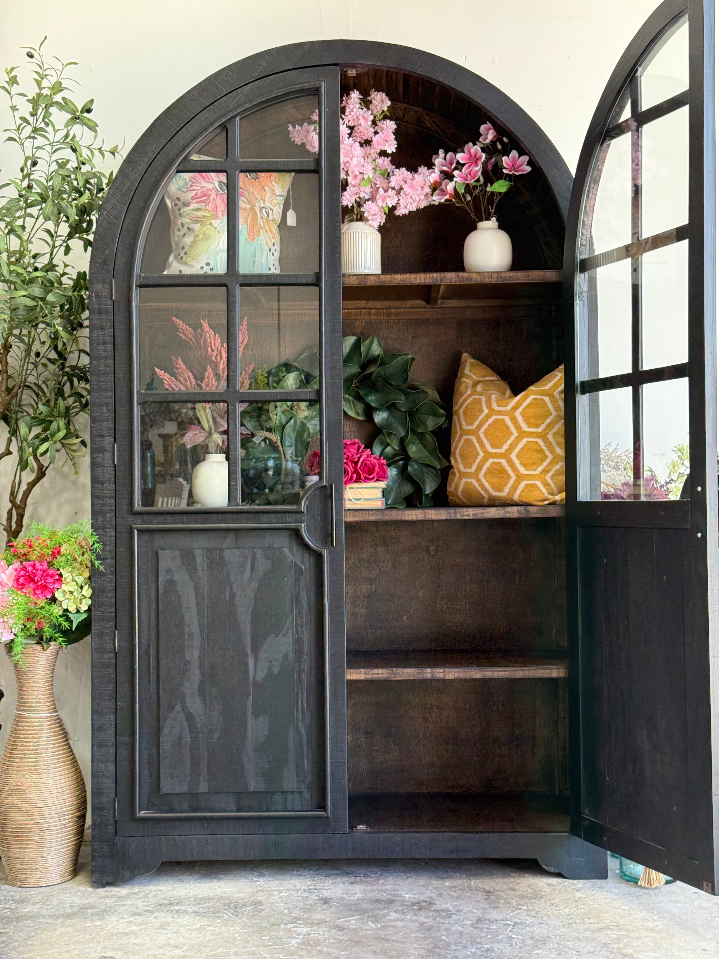 Tiffany Dome Vitrine-Black/Honeywood™