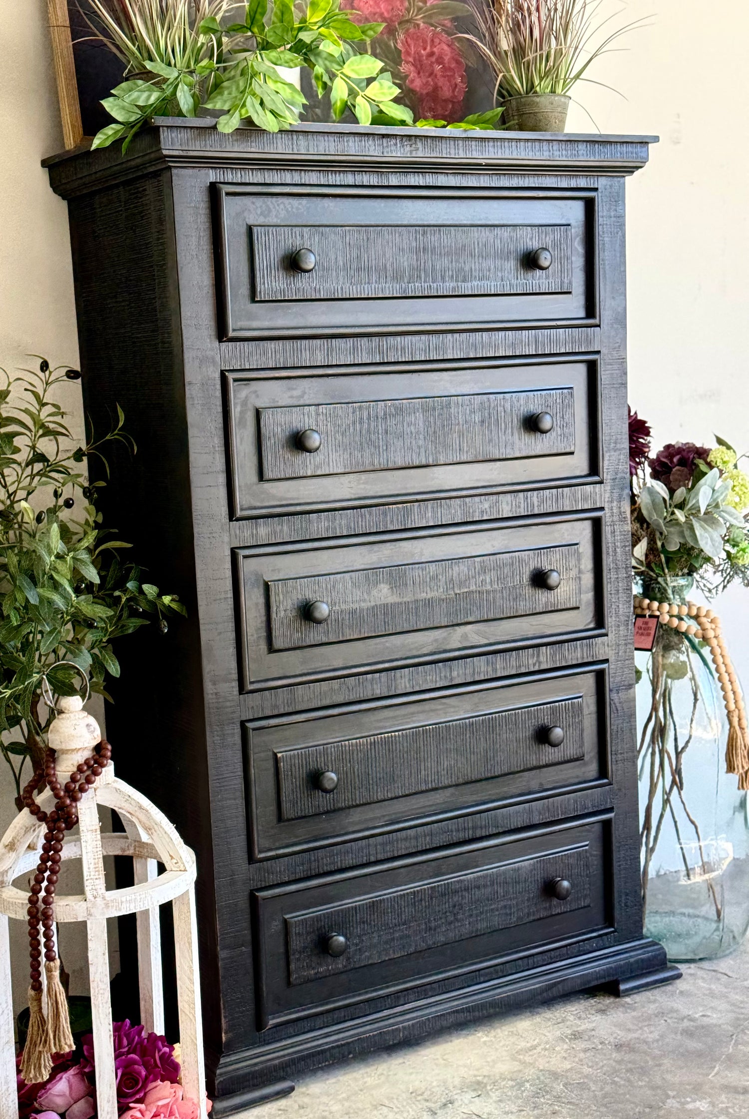 Charlotte Chest of Drawers-Handrubbed Black