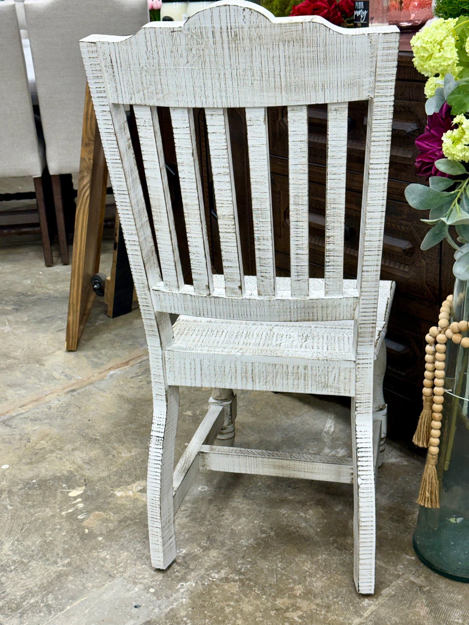 Mindy Solid Wood Dining Chair-White Wheat